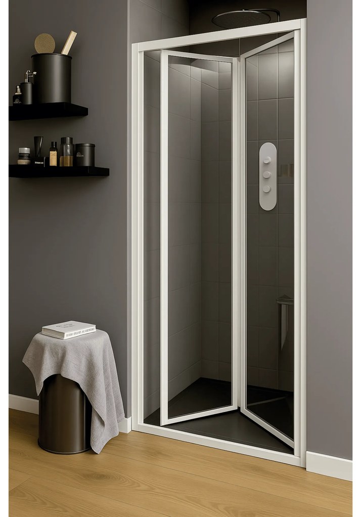 Box Doccia a Soffietto Est.68/73 Giava "Smeralda" Bianco/Vetro Trasparente