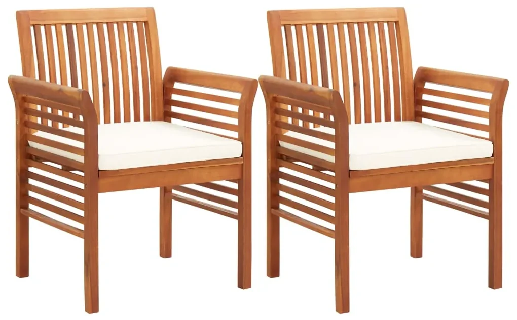 Set da pranzo da giardino 3 pz con cuscini massello di acacia