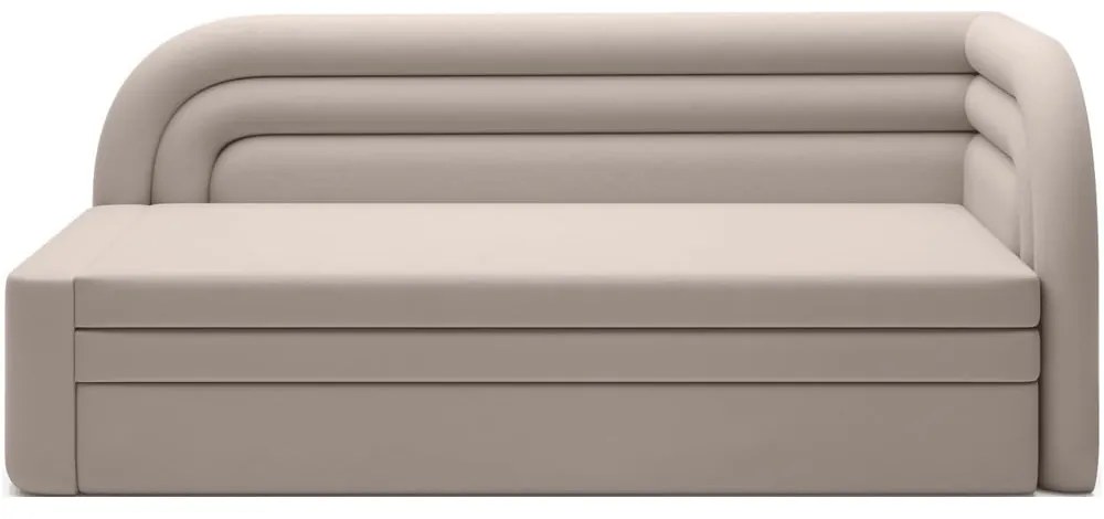 Divano beige allungabile/con contenitore con penisola a sinistra e rivestimento in velluto 223 cm Fabillo – ELTAP