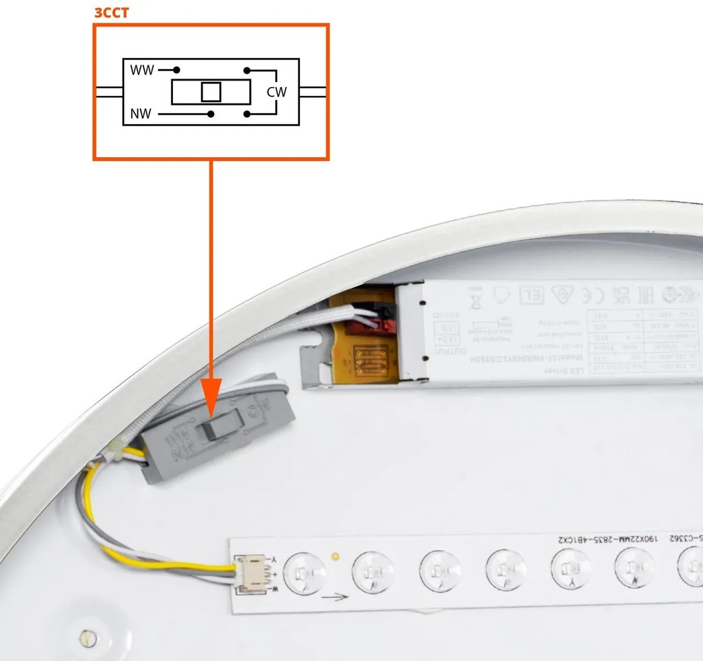 Plafoniera LED Rotonda 36W CCT Ø500mm Legno/Bianco