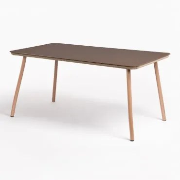 Tavolo Da Giardino Rettangolare 160x90 Cm In Vetro E Alluminio Arhiza Marrone Ocra - Sklum