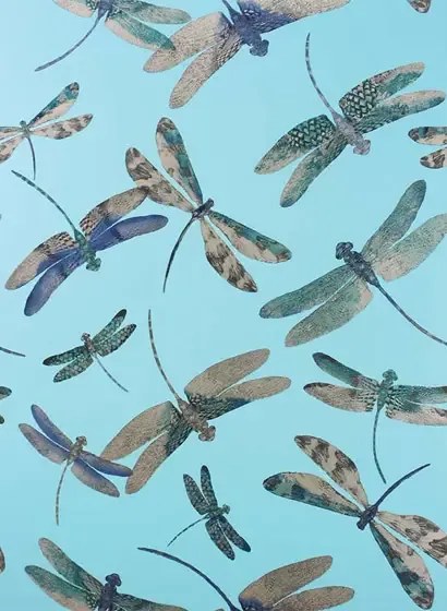 Tapete Dragonfly Dance von Osborne & Little - Jade/ Denim/ M