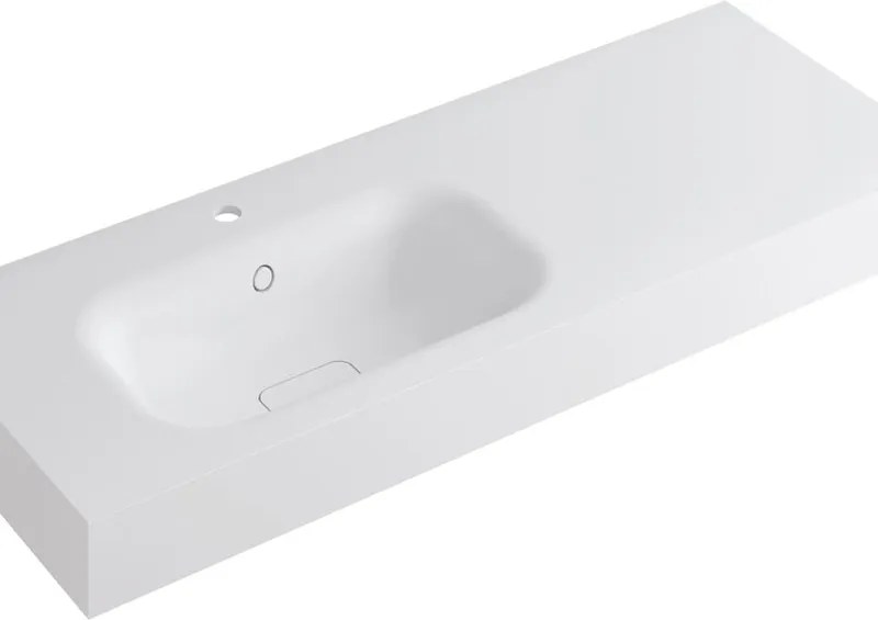 Lavabo a incasso rettangolare vasca a sinistra L 120.5 x H 15 x P 46 cm in resina bianco opaco