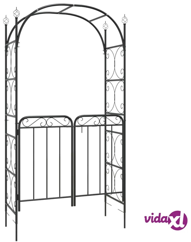 vidaXL Arco da Giardino con Cancello Nero 108x45x235 cm Acciaio
