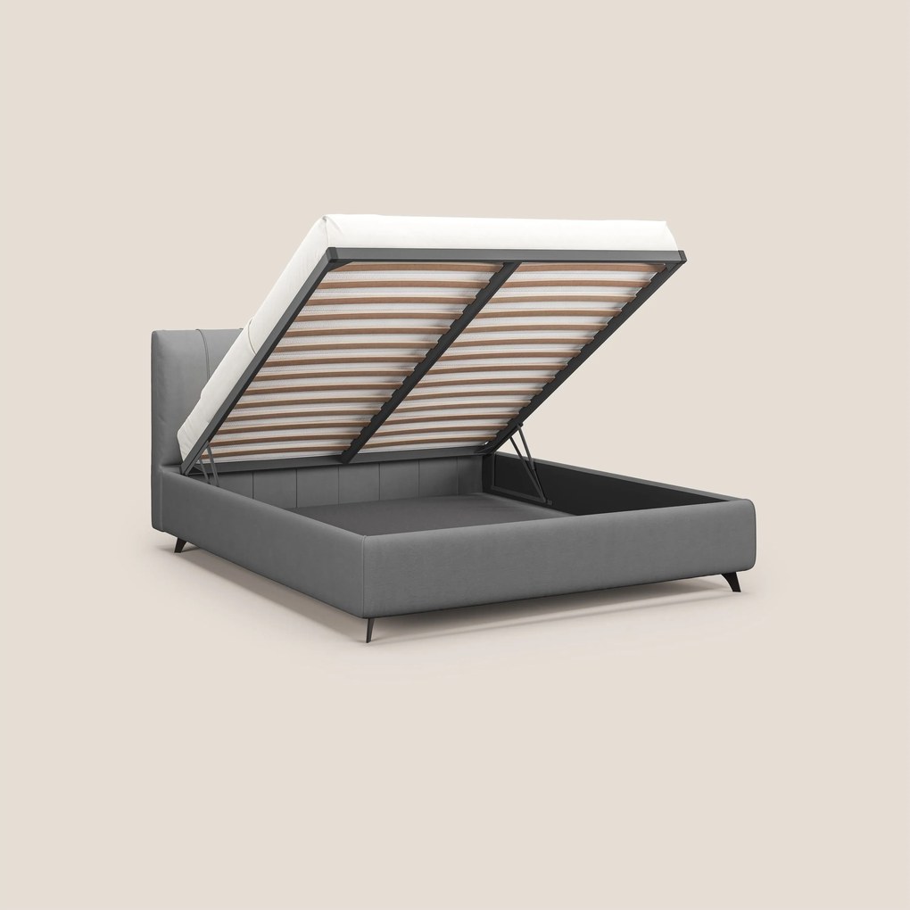 Bogart letto imbottito contenitore completamente sfoderabile in microfibra smacchiabile T11 grigio