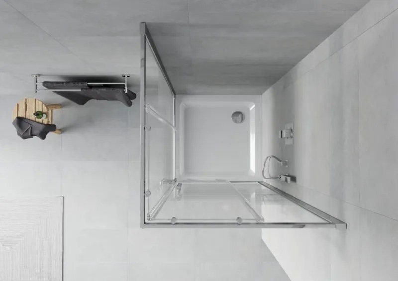 Mexen Rio cabina doccia quadrata 90 x 90 cm, strisce bianche, cromo + piatto doccia Flat, bianco - 860-090-090-01-20-4010