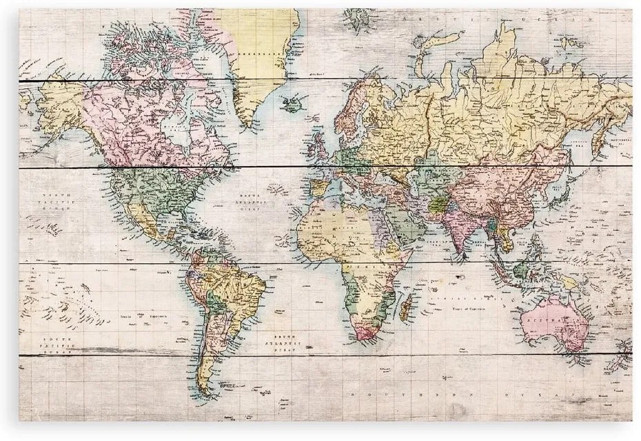 Cartello da parete in legno di pino, 40 x 60 cm Mapamundi - Really Nice Things