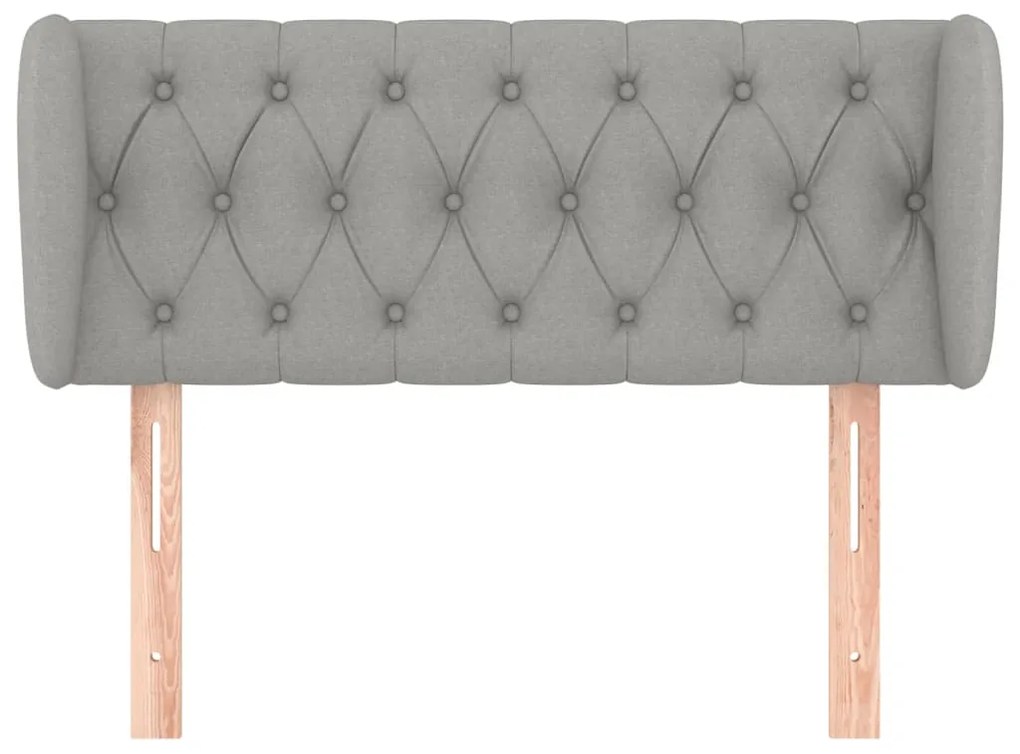 Testiera ad orecchio grigio chiaro 93x23x78/88 cm in tessuto
