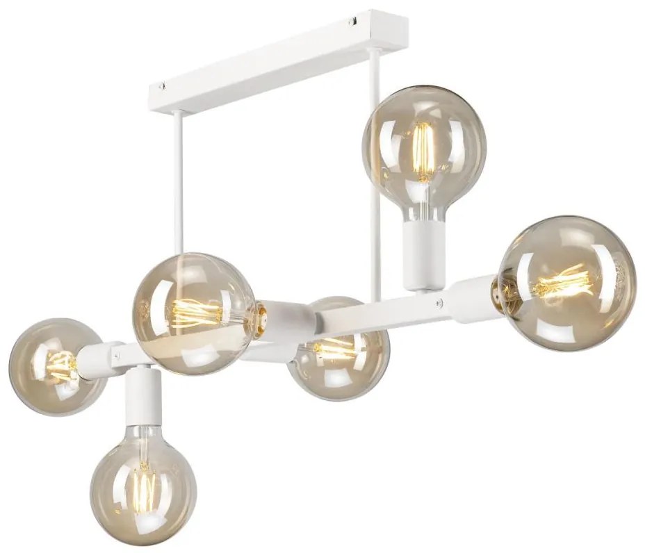 Lampadario a sospensione con supporto rigido ASTRID 6xE27/60W/230V bianco