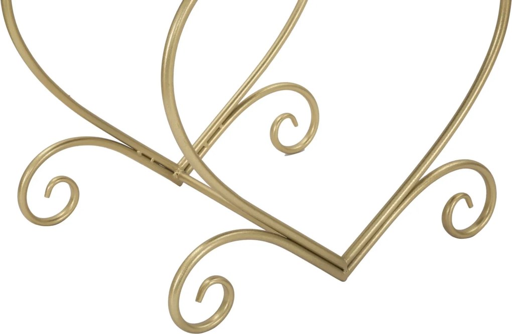 Sgabello Heart Rosa 50x37,5x51,5 cm in Ferro e MDF e Spugna e Poliestere Oro e Crema...