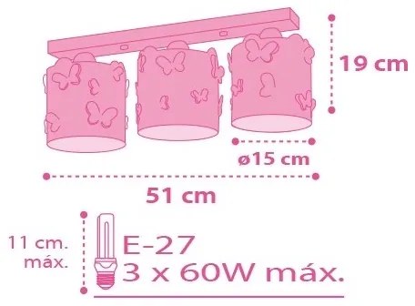 Dalber D-62143 - Plafoniera per bambini FARFALLA 3xE27/60W/230V
