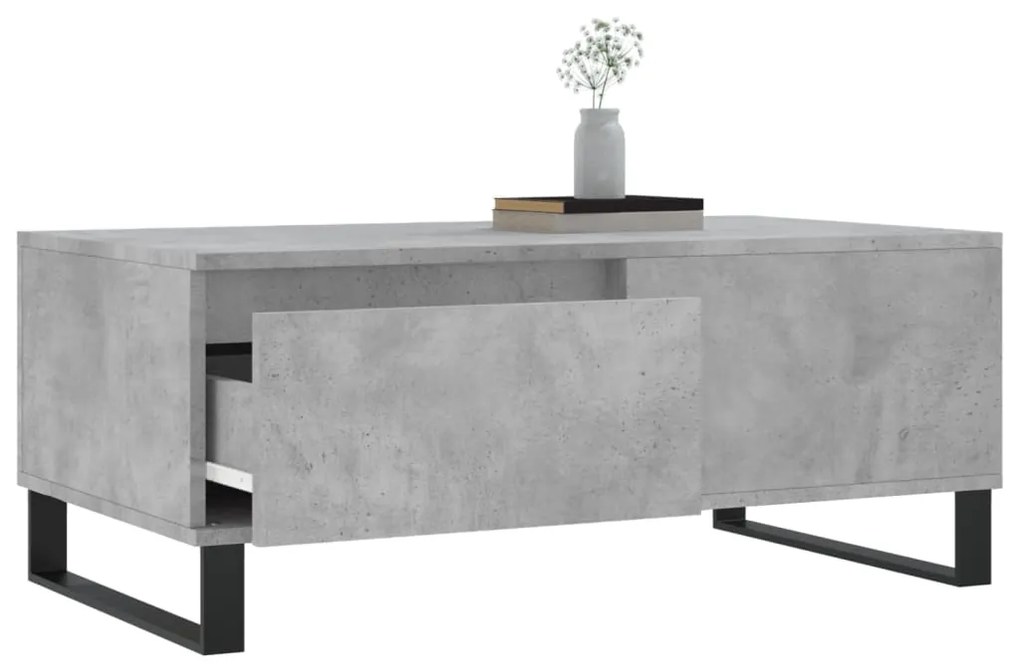 Tavolino Salotto Grigio Cemento 90x50x36,5 cm Legno Multistrato