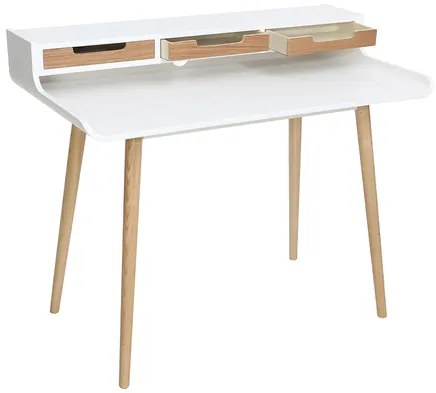 Scrivania scandinava legno e bianco  3 cassetti L110 cm OPUS