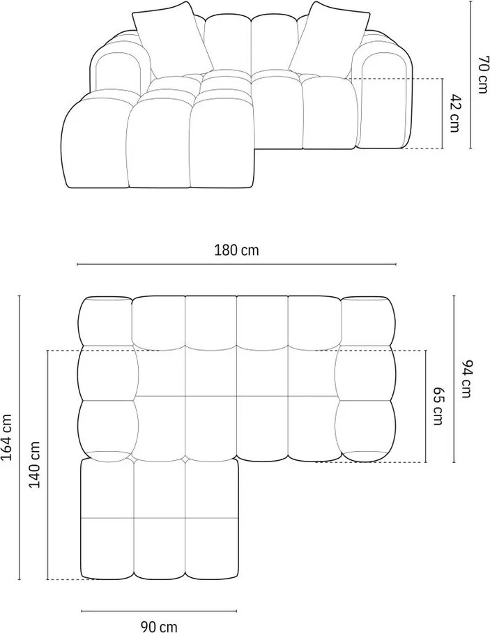 Divano angolare blu scuro (con penisola a sinistra/con chaise lounge) con rivestimento in ciniglia Treno – Cosmopolitan Design