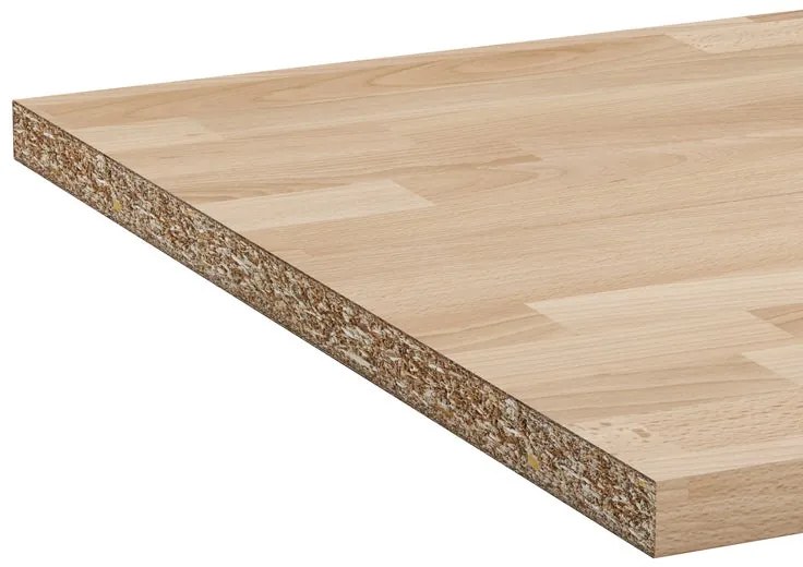 Piano cucina in truciolare rivestito in laminato cpl legno faggio listellare Eleki L 246 x P 62 cm, spessore 2.8 cm