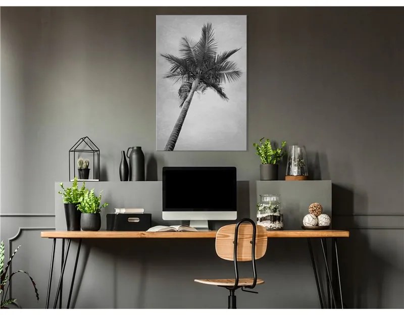 Quadro High Palm Tree (1 Part) Vertical  Colore bianco e nero, Dimensioni e Misure 40x60