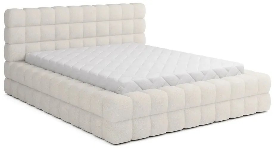 Letto matrimoniale imbottito bianco con contenitore e rete inclusi 160x200 cm Dizzle – ELTAP
