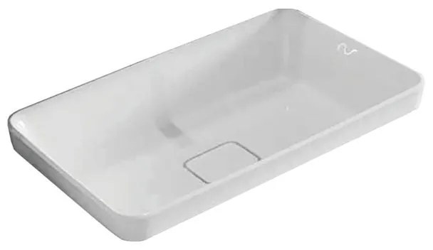 Lavabo da appoggio Ali semi-incassato in ceramica bianco