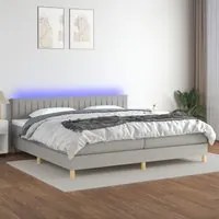 Letto a Molle Materasso e LED Grigio Chiaro 200x200 cm Tessuto 3133901