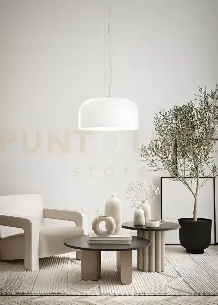 Sospensione in vetro e metallo bianco lucido glossy 1 luce attacco ...