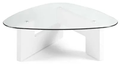 Tavolino da caffč piano in vetro base legno CASTORE Bianco