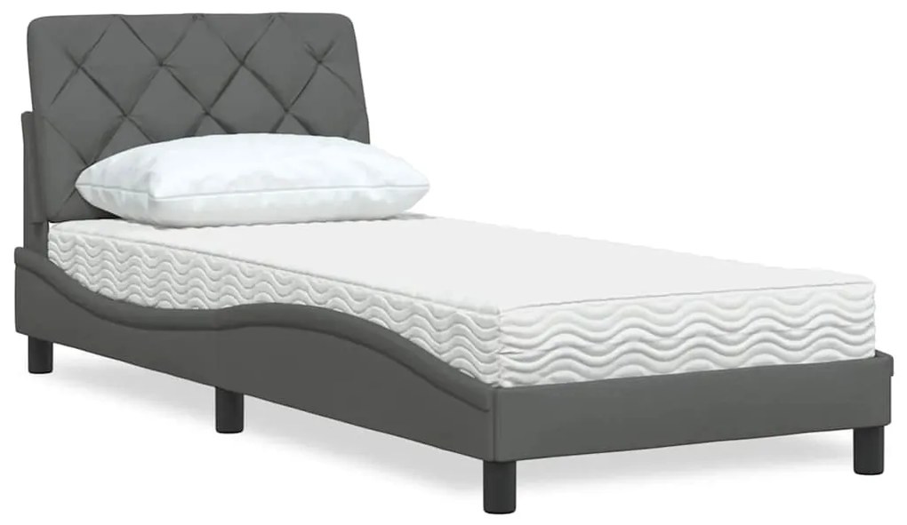 Letto Con Materasso Grigio Scuro 90x190 Cm İn Tessuto /