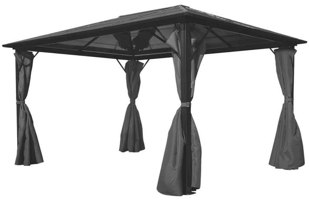 Gazebo Con Tenda Antracite İn Alluminio 400x300 Cm /
