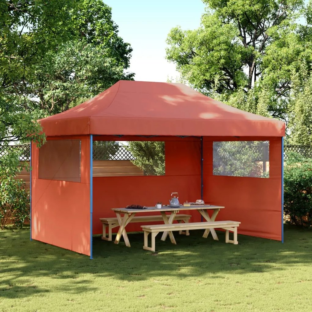 Tendone Per Feste Pieghevole Pop-up Con 3 Pareti Terracotta /