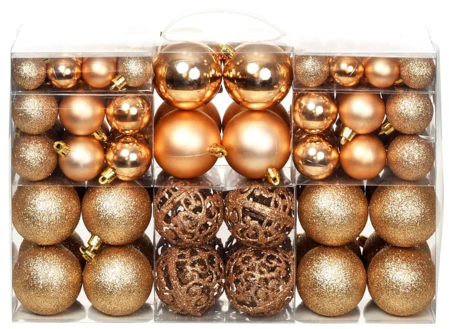 Set Palline di Natale 100 pz 3/4/6 cm, Rosa/Oro