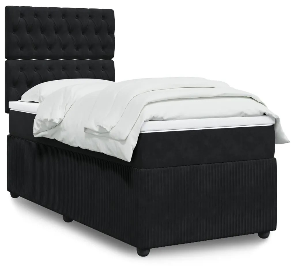 Giroletto A Molle Con Materasso Nero 90x190 Cm İn Velluto /