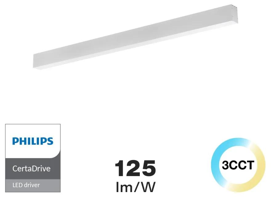 Lampada Lineare LED da Soffitto 42W 120cm Bianca, PHILIPS driver CCT Colore Bianco Variabile CCT