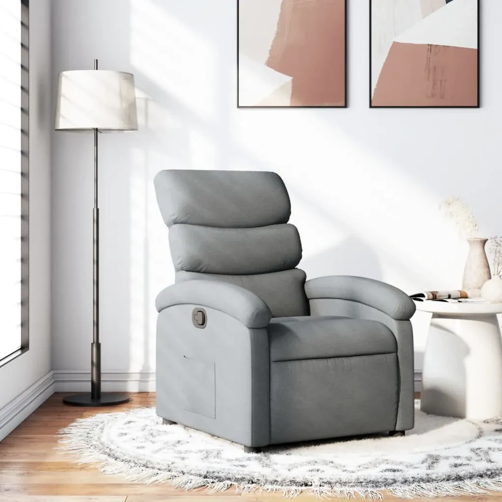Poltrona reclinabile in tessuto grigio chiaro