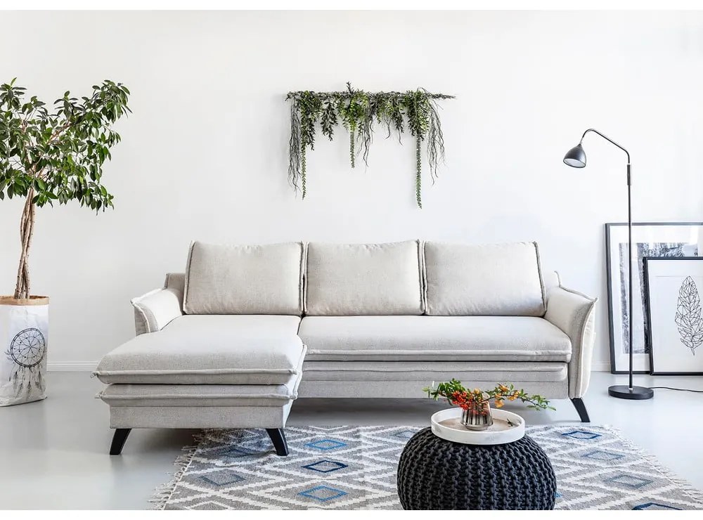 Divano letto angolare beige chiaro, angolo sinistro Charming Charlie - Miuform