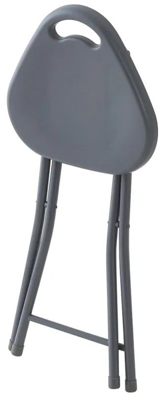 Sgabello pieghevole salvaspazio con seduta in abs e gambe in acciaio grigio