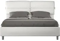 Letto imbottito Matrimoniale 160x210 cm Nandy - Bianco,Similpelle,Con rete