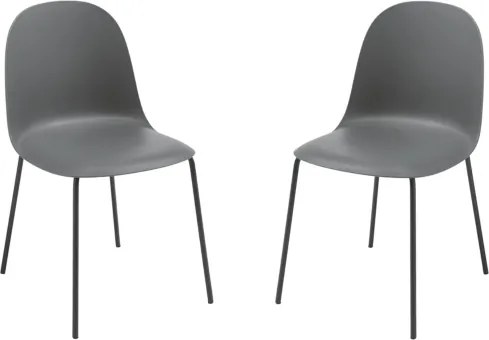 Sedia in polipropilene Grigio Scuro con gambe in metallo - FOX 2 sedie