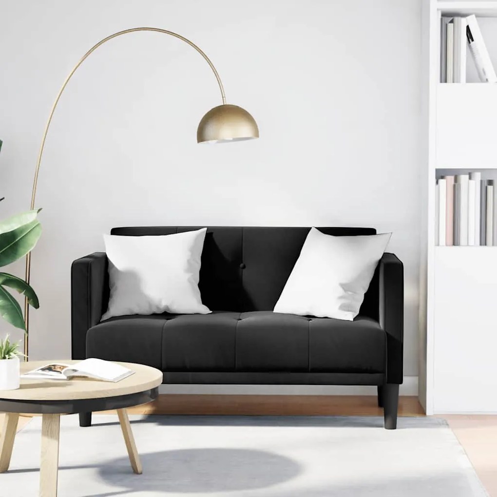 Divano Divanetto Nero 111 Cm İn Velluto /