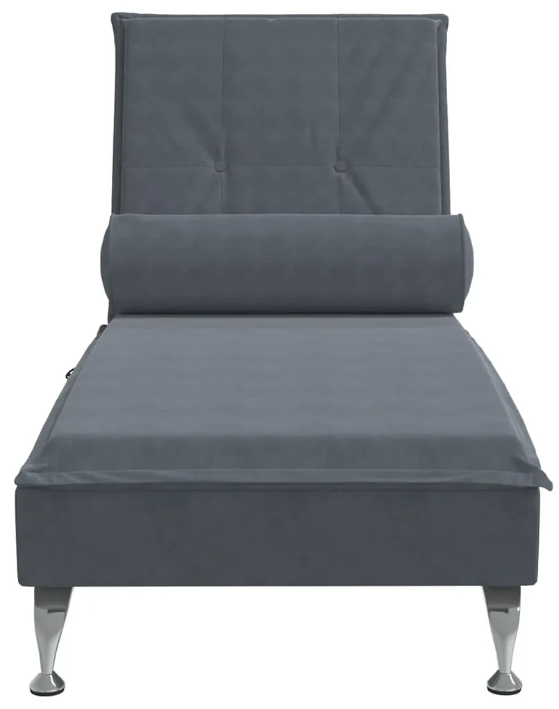 Chaise longue massaggi con capezzale grigio scuro in velluto
