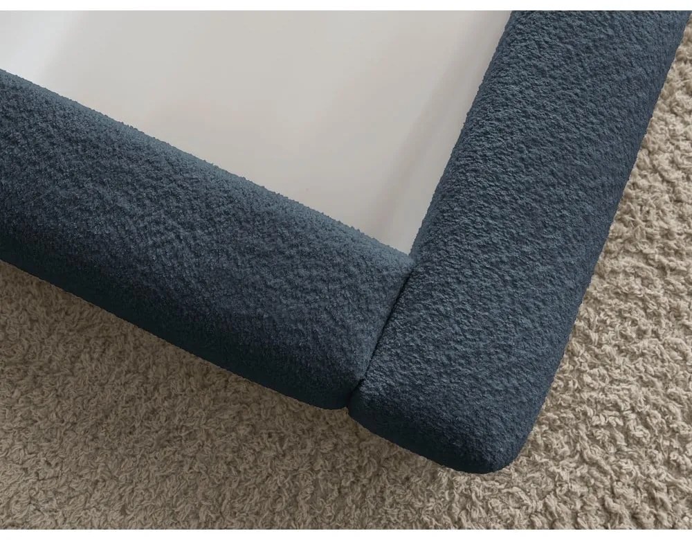 Letto matrimoniale in blu scuro imbottito con spazio contenitivo con rete inclusa 180x200 cm Orlane – Bobochic Paris