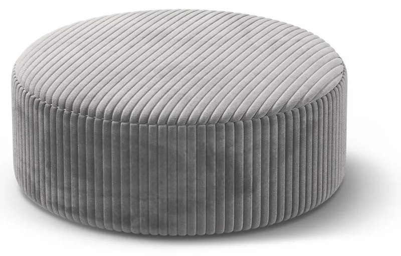 Poggiapiedi grigio chiaro con rivestimento in velluto a coste Dia – Micadoni