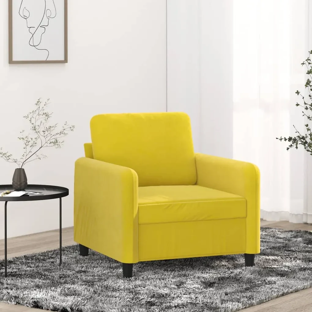 Poltrona giallo 60 cm velluto