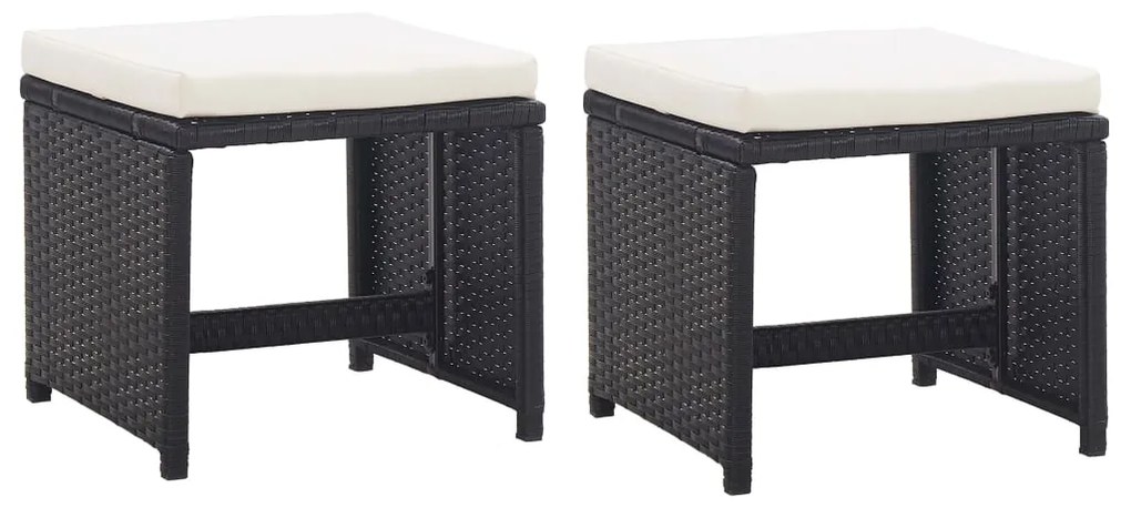 Set da pranzo da giardino 11 pz con cuscini in polyrattan nero