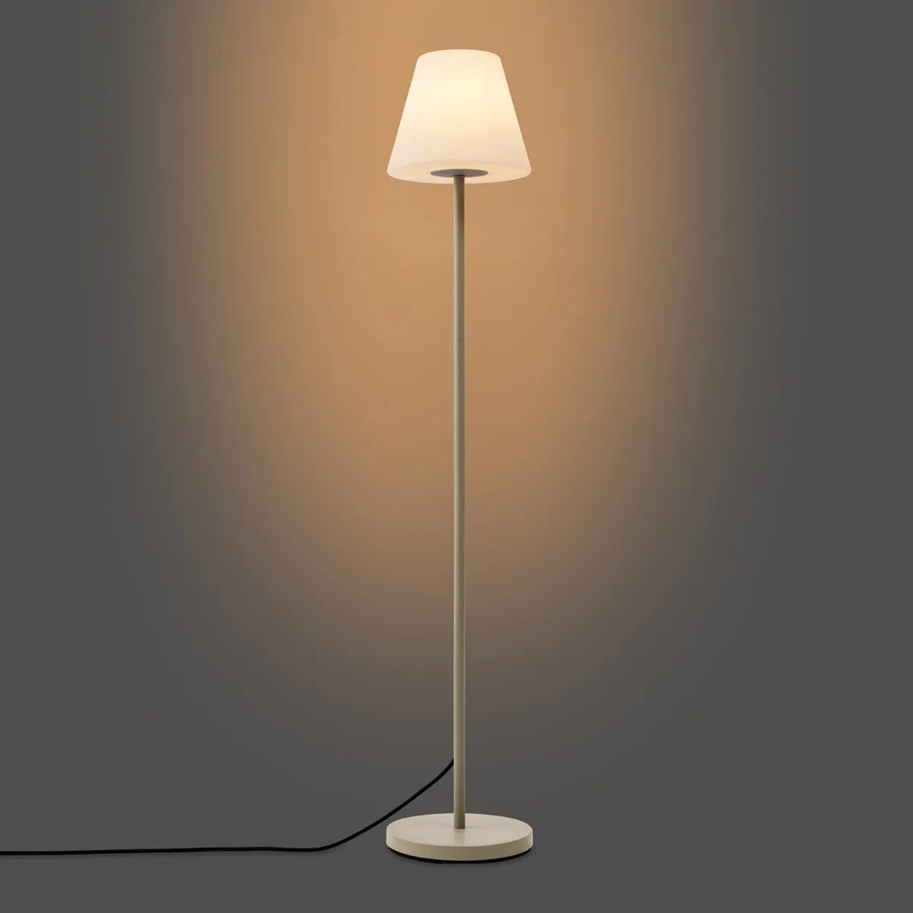 Lampada da terra per esterni beige con paralume bianco IP65 - Virginia