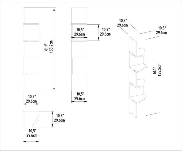 Mensola angolare DESALDO 155,2x29,6 cm marrone