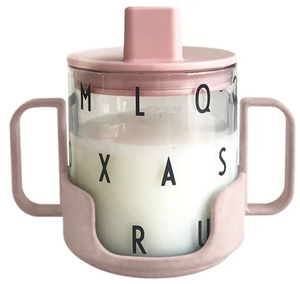 Tazza per bebè rosa Cresci con la tua tazza Grow with Your Cup - Design Letters