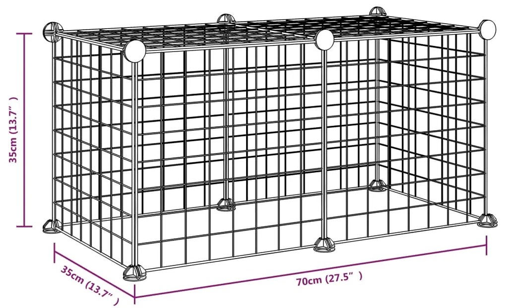 Gabbia per animali domestici 8 pannelli nero 35x35 cm acciaio
