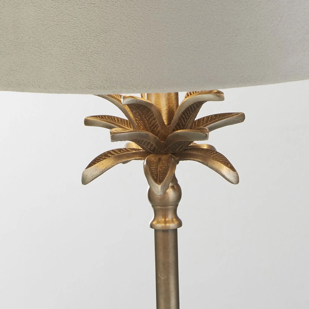 Lampada Da Scrivania Contemporanea Palma Ottone Velluto Grigio 1 Luce E27