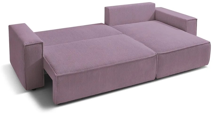 Divano letto a coste rosa ad angolo variabile Nihad - Bobochic Paris