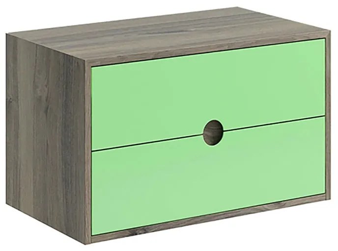 Mobile da bagno sospeso sotto lavabo L 80 x H 48 x P 22 cm verde, 2 cassetti VISOBATH Kompas