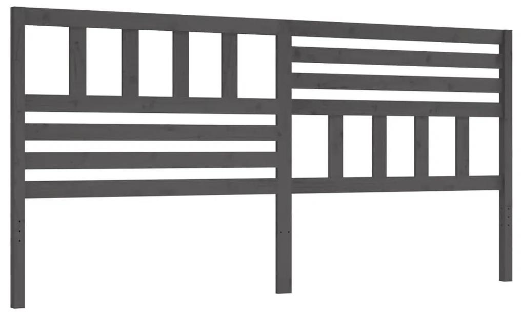 Testiera per letto grigia 206x4x100cm in legno massello di pino